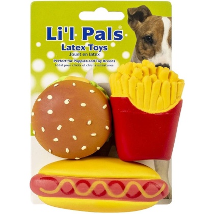 Lil Pals Lil Pals Latex Hamburger, Fries, and Hotdog Dog Toys - 1 count