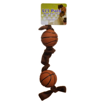 Li\'l Pals Plush Basketball Plush Tug Dog Toy - Brown - Basketball Plush Tug Dog Toy