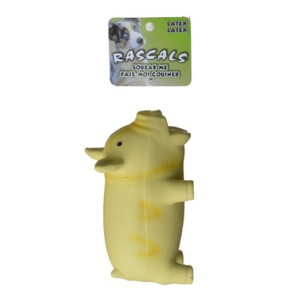 Rascals Latex Grunting Pig Dog Toy - Yellow - 6.25\