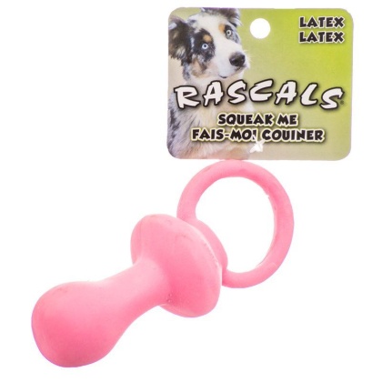 Rascals Latex Pacifier Dog Toy - Pink - 4.5