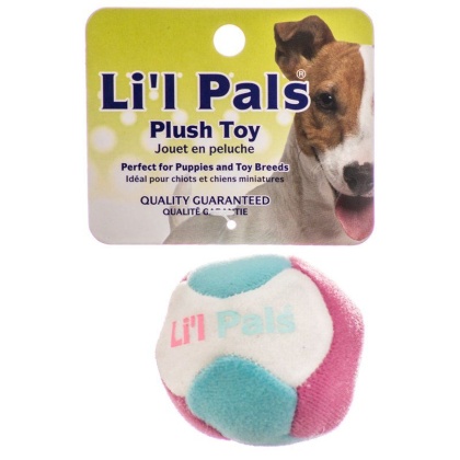 Lil Pals Multi Colored Plush Ball with Bell for Dogs - 1.5