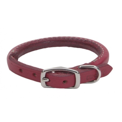 Circle T Oak Tanned Leather Round Dog Collar - Red - 14