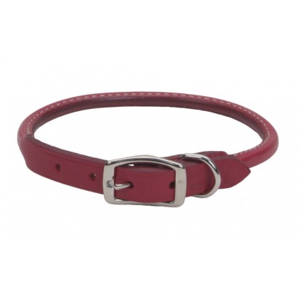 Circle T Oak Tanned Leather Round Dog Collar - Red - 16