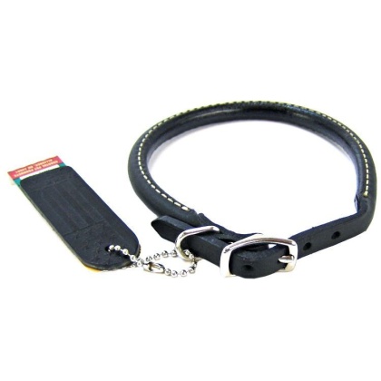 Circle T Pet Leather Round Collar - Black - 14