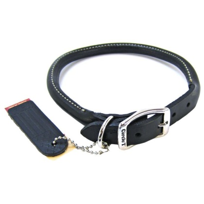 Circle T Pet Leather Round Collar - Black - 18