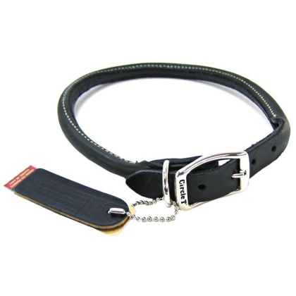 Circle T Pet Leather Round Collar - Black - 20