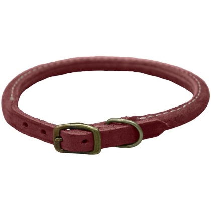 Circle T Rustic Leather Dog Collar Brick Red - 3/4\