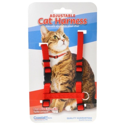 Tuff Collar Nylon Adjustable Cat Harness - Red - Girth Size 10\