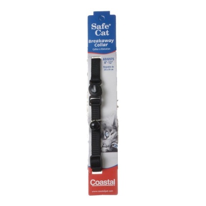 Coastal Pet Safe Cat Nylon Adjustable Breakaway Collar - Black - 8\
