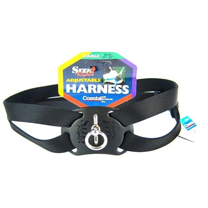 Coastal Pet Size Right Nylon Adjustable Harness - Black - Large (Girth Size 28