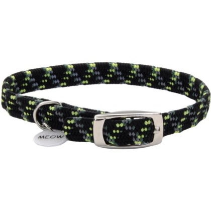 Coastal Pet Elastacat Reflective Safety Collar with Charm Black/Green - Small (Neck: 8-10