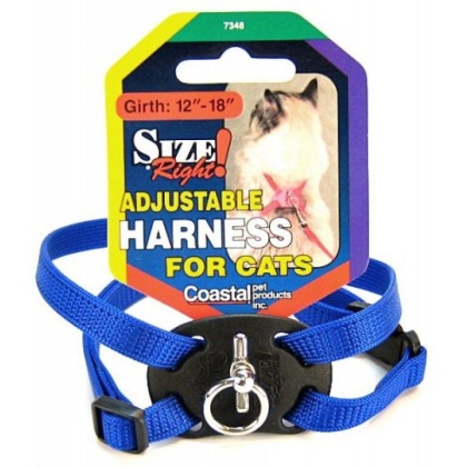 Coastal Pet Size Right Nylon Adjustable Cat Harness - Blue - Girth Size 12\