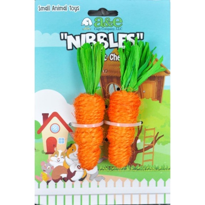 AE Cage Company Nibbles Carrot Loofah Chew Toys with Jute - 2 count