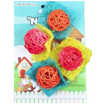 AE Cage Company Nibbles Bon Bon Loofah Chew Toys Assorted Colors - 4 count