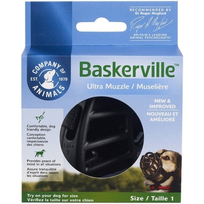 Baskerville Ultra Muzzle for Dogs - Size 1 - Dogs 10-15 lbs - (Nose Circumference 8.6