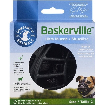 Baskerville Ultra Muzzle for Dogs - Size 2 - Dogs 12-25 lbs - (Nose Circumference 10.5