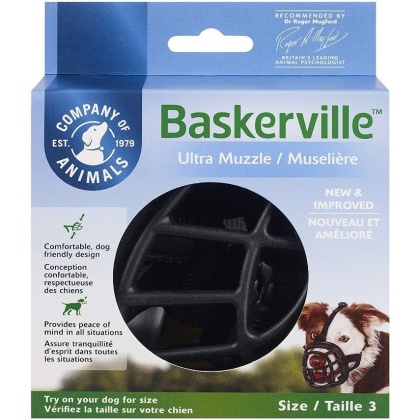 Baskerville Ultra Muzzle for Dogs - Size 3 - Dogs 25-45 lbs - (Nose Circumference 11