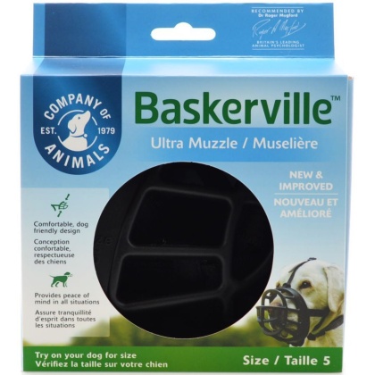 Baskerville Ultra Muzzle for Dogs - Size 5 - Dogs 60-90 lbs - (Nose Circumference 13.7\