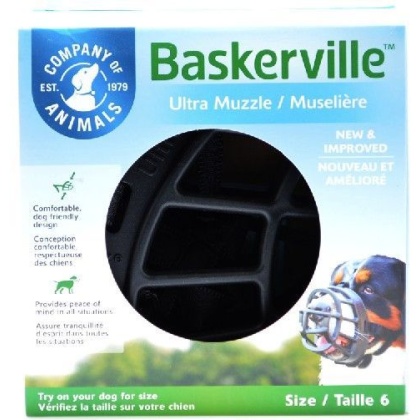 Baskerville Ultra Muzzle for Dogs - Size 6 - Dogs 80-150 lbs - (Nose Circumference 16