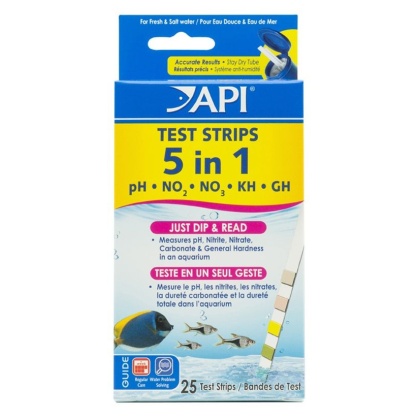 API 5 in 1 Aquarium Test Strips - 25 strips