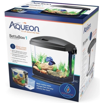 Aqueon BettaBow 1 with Quick Clean Technology Aquarum Kit Black - 1 gallon