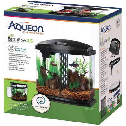 Aqueon LED BettaBow 2.5 SmartClean Aquarium Kit Black - 2.5 gallon