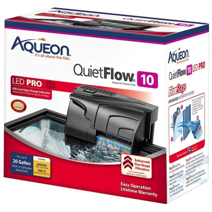 Aqueon QuietFlow LED Pro Power Filter - QuietFlow 10 (Aquariums up to 10 Gallons)