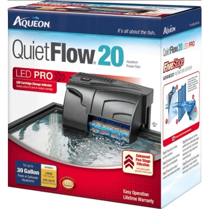 Aqueon QuietFlow LED Pro Power Filter - QuietFlow 20 (Aquariums up to 20 Gallons)