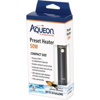 Aqueon Preset Aquarium Heater - 50 Watt (Aquariums up to 20 Gallons)