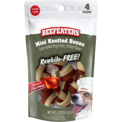 Beefeaters Rawhide Free Mini Knotted Bones Chicken - 4 count