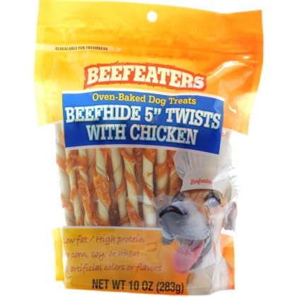 Beefeaters Oven Baked Beefhide & Chicken Twists Dog Treat - 10 oz