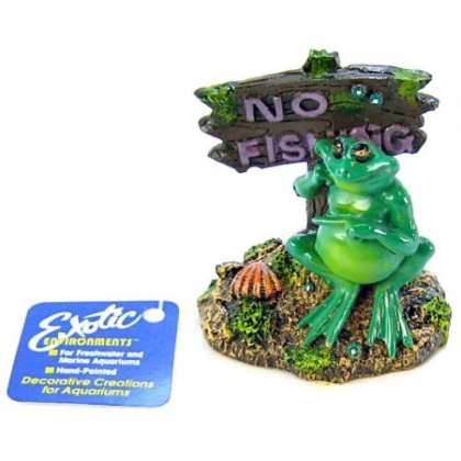 Blue Ribbon Pot Belly Frog No Fishing Sign Ornament - 3