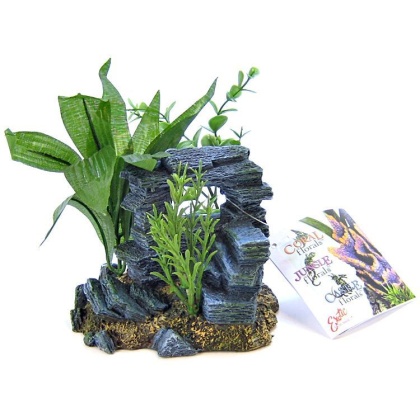 Blue Ribbon Rock Arch with Plants Ornament - Small - 5.5