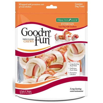 Healthy Hide Good\'n\' Fun Triple-Flavor Chews Small Beef, Pork and Chicken - 6 count