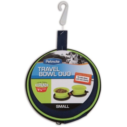 Petmate Silicone Travel Duo Bowl Green - Small 1 count
