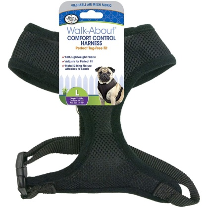 Four Paws Comfort Control Harness - Black - Large - For Dogs 11-18 lbs (19\