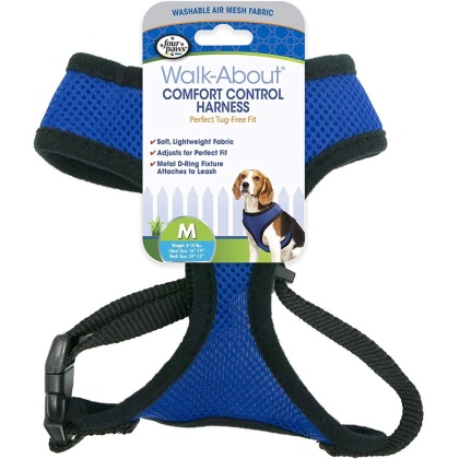 Four Paws Comfort Control Harness - Blue - Medium - For Dogs 7-10 lbs (16\