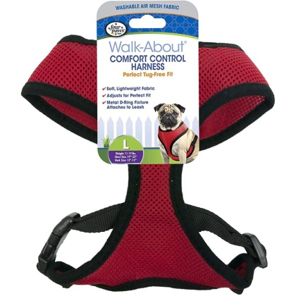 Four Paws Comfort Control Harness - Red - Large - For Dogs 11-18 lbs (19