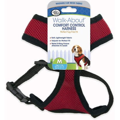 Four Paws Comfort Control Harness - Red - Medium - For Dogs 7-10 lbs (1