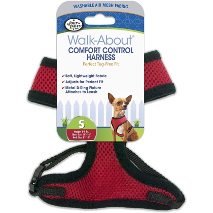 Four Paws Comfort Control Harness - Red - Small - For Dogs 5-7 lbs (14