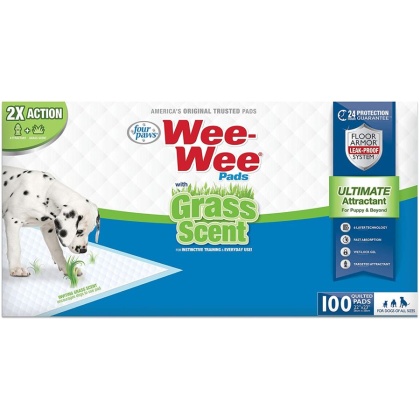 Four Paws Wee Wee Grass Scented Puppy Pads - 100 count