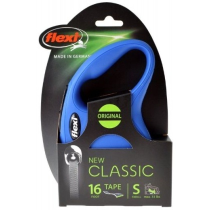 Flexi New Classic Retractable Tape Leash - Blue - Small - 16\' Lead (Pets up to 33 lbs)