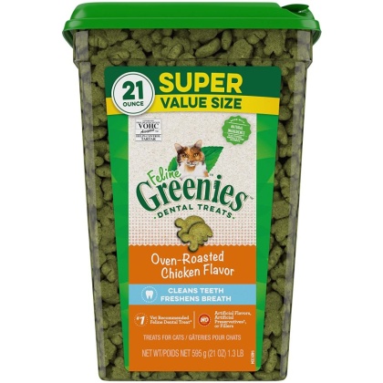 Greenies Feline Natural Dental Treats Oven Roasted Chicken Flavor - 21 oz