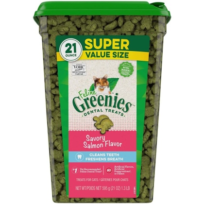 Greenies Feline Natural Dental Treats Tempting Salmon Flavor - 21 oz