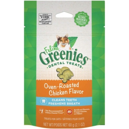 Greenies Feline Natural Dental Treats Oven Roasted Chicken Flavor - 2.1 oz