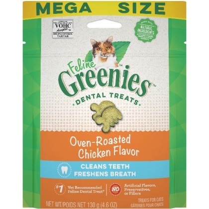 Greenies Feline Natural Dental Treats Oven Roasted Chicken Flavor - 4.6 oz
