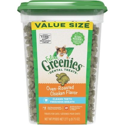 Greenies Feline Natural Dental Treats Oven Roasted Chicken Flavor - 9.75 oz