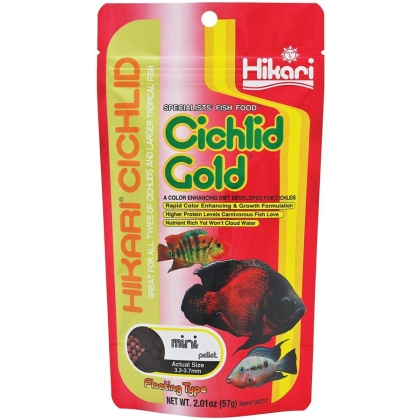 Hikari Cichlid Gold Color Enhancing Fish Food - Mini Pellet - 2 oz