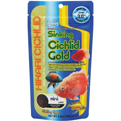 Hikari Cichlid Gold Color Enhancing Sinking Fish Food - Mini Pellet - 3.5 oz