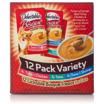 Hartz Delectables Bisque Lickable Treat for Cats - Variety Pack - 12 count